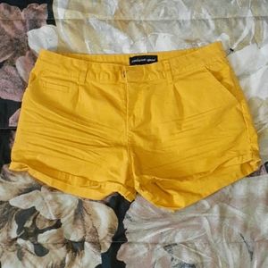 Yellow Pleated shorts